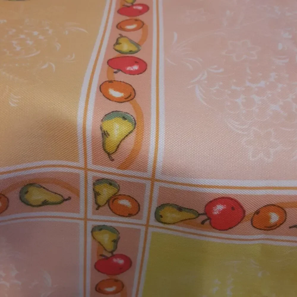 Vintage Fruit Block Pattern Tablecloth Oval Cheerful & Sunny